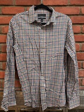 Banana Republic Plaid Button-Down Shirt in Blue, Red, and White